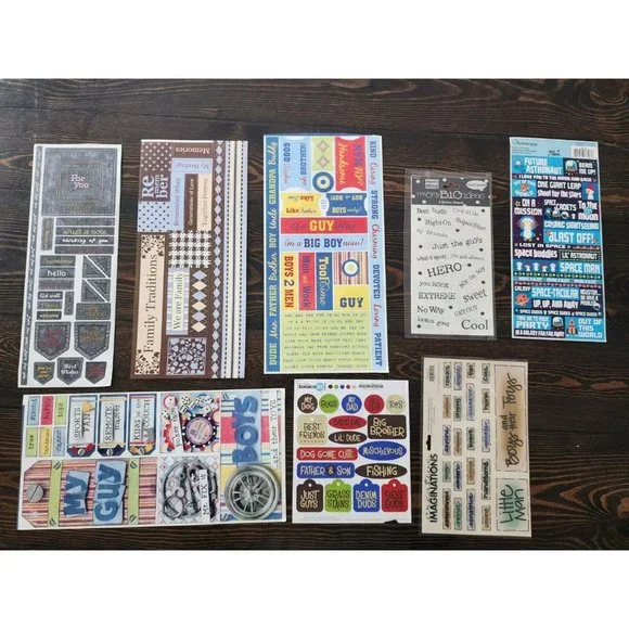 LOT Scrapbooking Stickers - Boys Blue Space Hero Men Man - NEW & Retired #10 - Picture 1 of 13